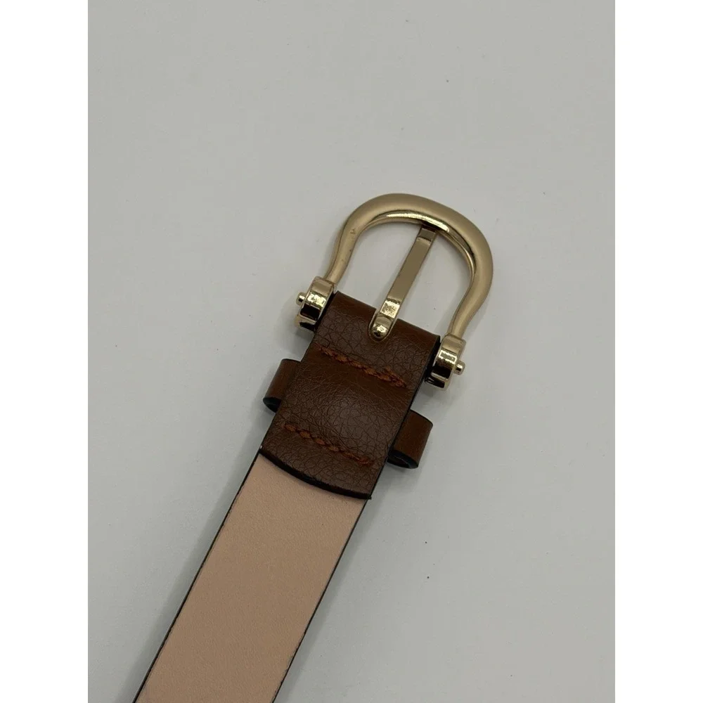 HM Women's Leather Belt Brown Leather Size‎ Medium Dress Belt C Buckle